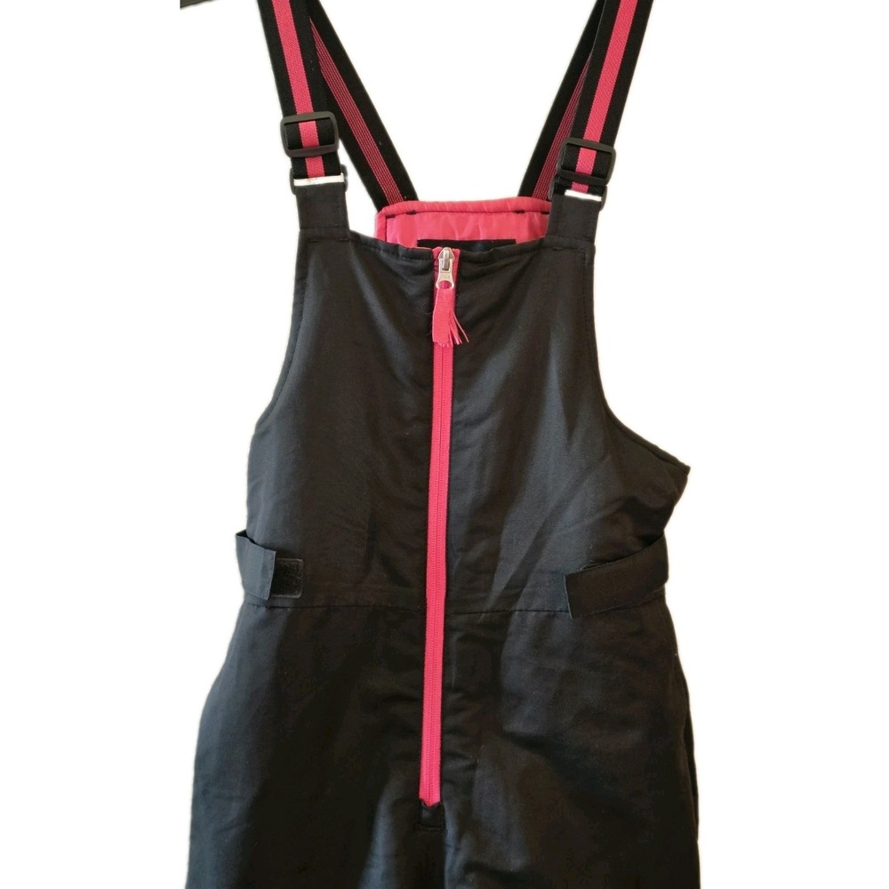 Swiss Tech Girl Black Pink Ski Board Overalls Sz L 10 12 Waterproof Insulated